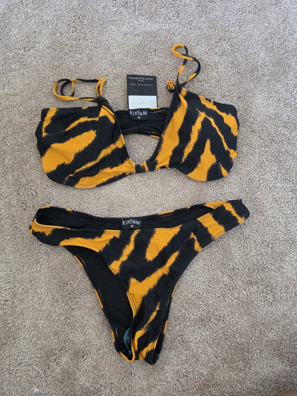 ICONSWIM Orange & Black Tiger-Stripe Underwire Bikini Set